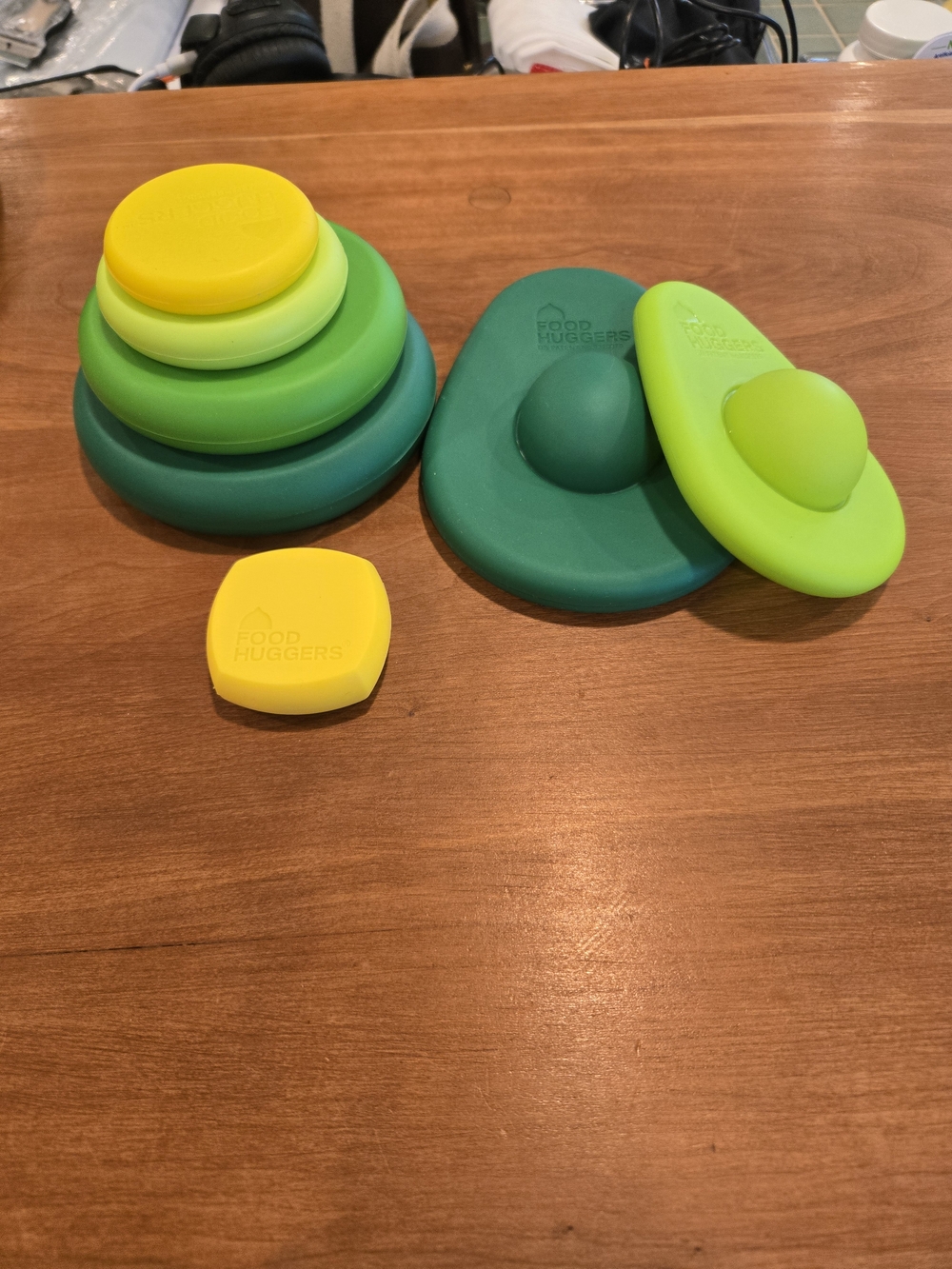 Green & Yellow Silicone Food Hugger covers